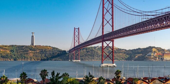 25 de Abril Bridge in Lisbon over the Tagus River