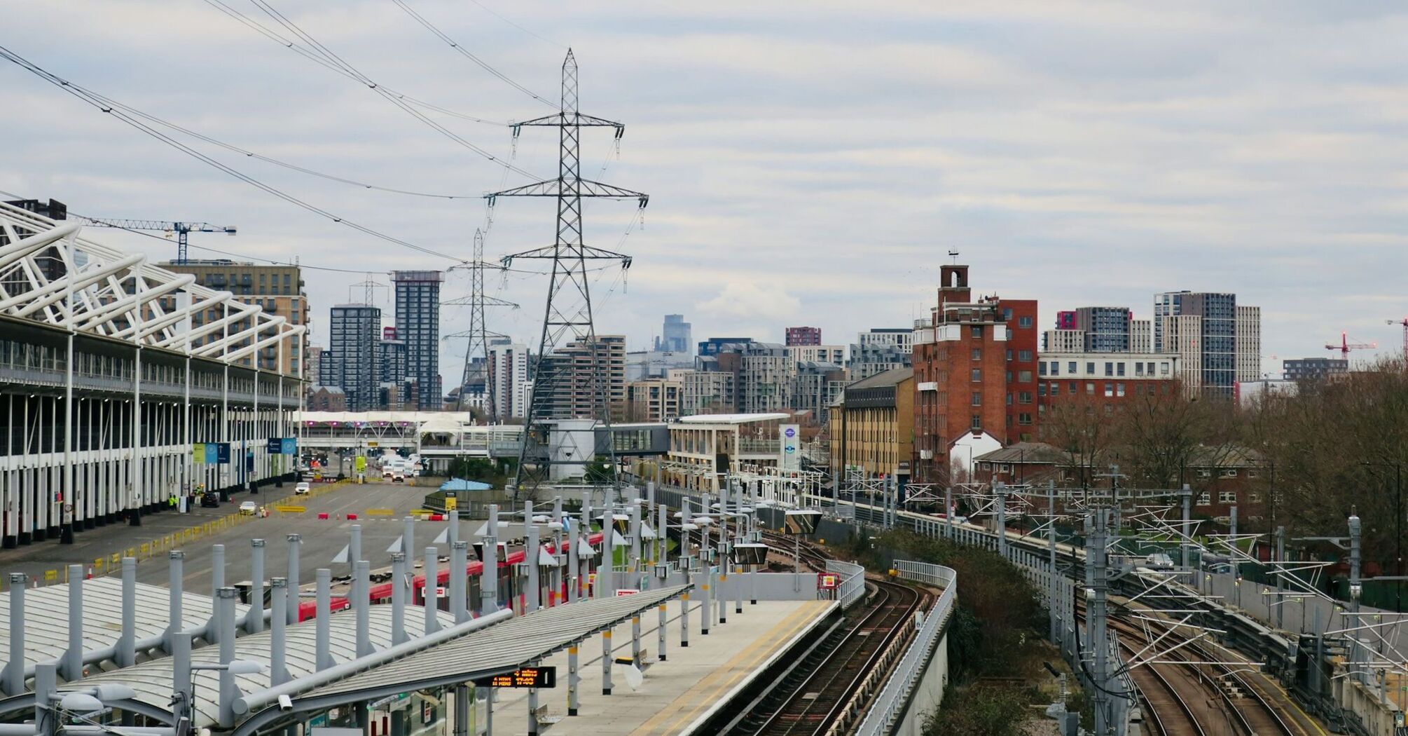 DLR railway tracks and station area in London
