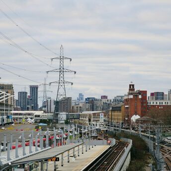 DLR railway tracks and station area in London