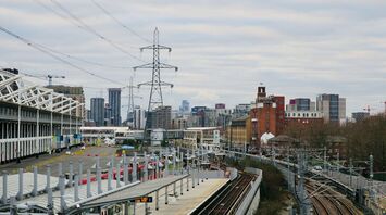DLR railway tracks and station area in London