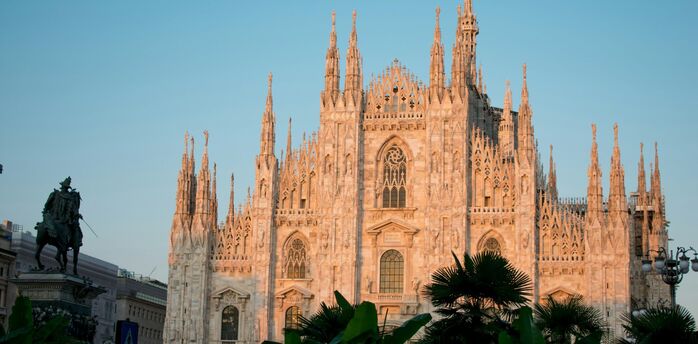 Milan Cathedral Duomo exterior in evening light