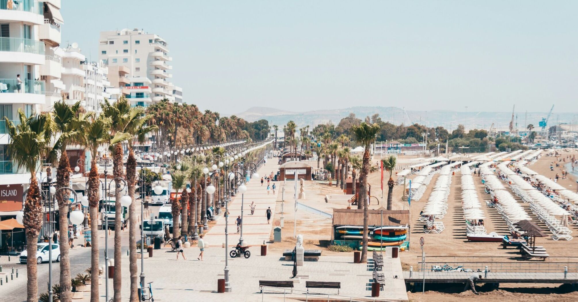 Seafront promenade and beach area in Cyprus