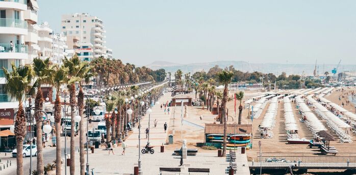 Seafront promenade and beach area in Cyprus