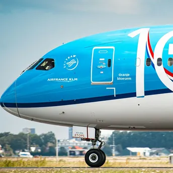 KLM aircraft parked on airport runway