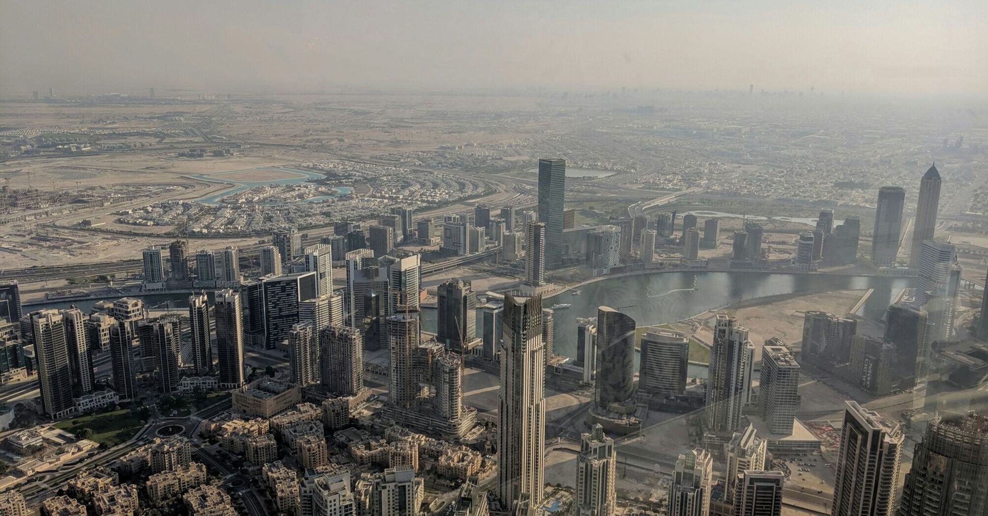 Aerial view of Doha skyline and waterfront