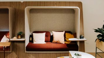 Calm seating pods in airport quiet area