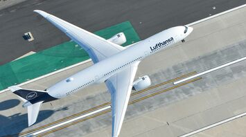 Lufthansa aircraft taxiing on airport runway