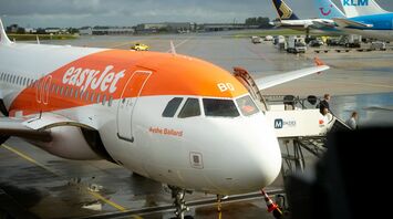 easyJet aircraft parked at airport gate