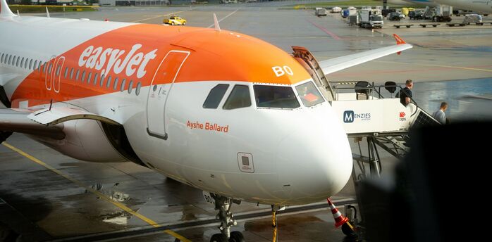 easyJet aircraft parked at airport gate