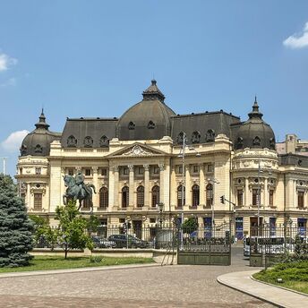 Historic building in Bucharest city centre with domed roof