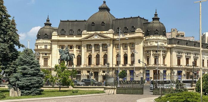 Historic building in Bucharest city centre with domed roof