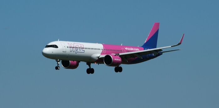 Wizz Air aircraft approaching runway