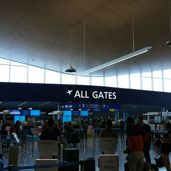 Airport security and passport control area
