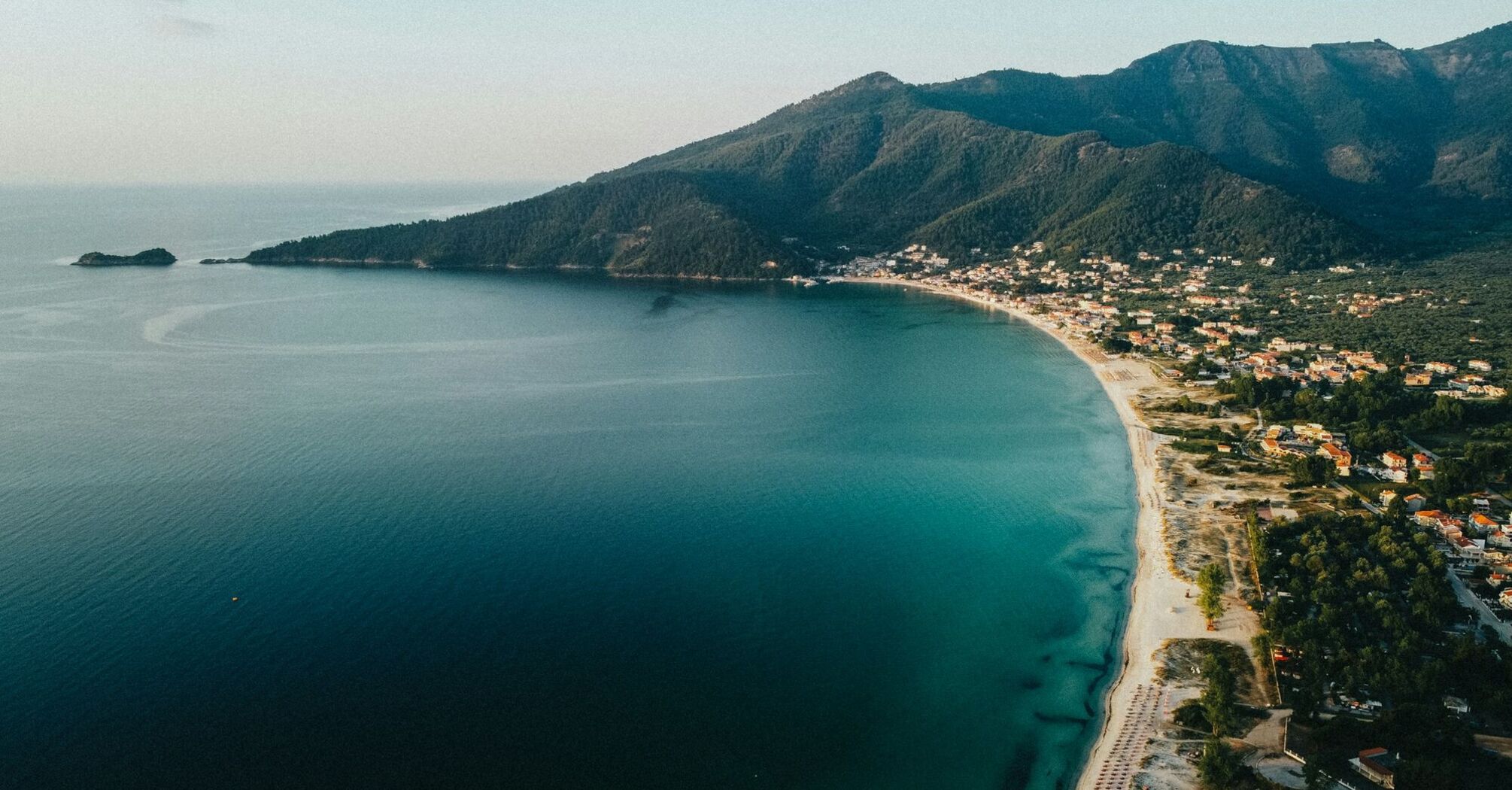 Coastal town and beach on Thassos island