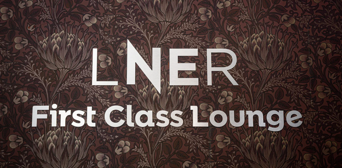 LNER First Class Lounge sign on patterned wall
