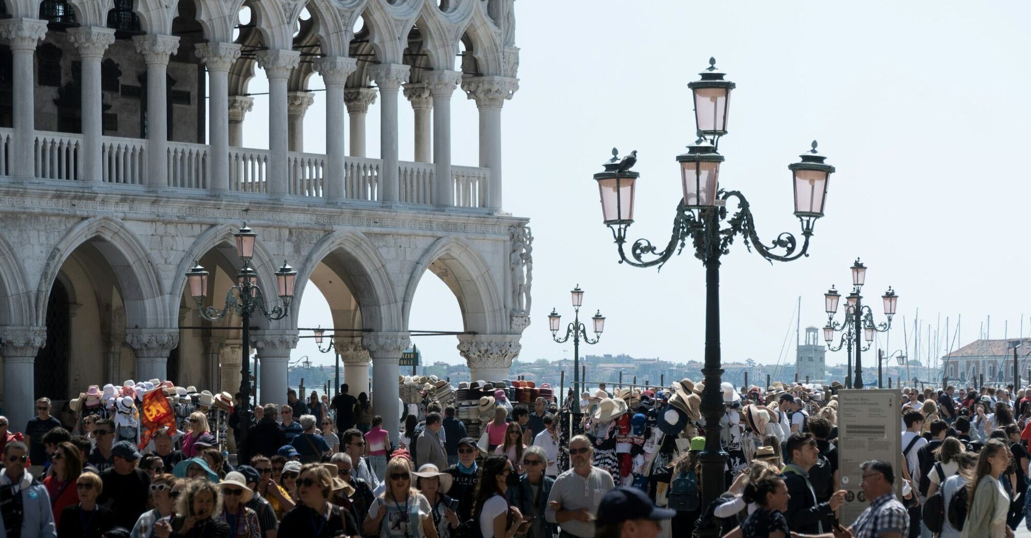 Crowds near Doge’s Palace in Venice during busy tourist period