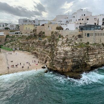 Polignano a Mare cliffs and beach in Apulia