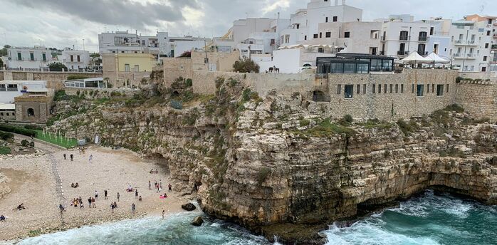 Polignano a Mare cliffs and beach in Apulia
