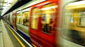 London Underground train arriving at platform