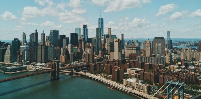 New York skyline with Manhattan bridges and One World Trade Center