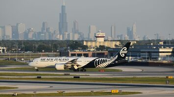 Air New Zealand aircraft taxiing at airport