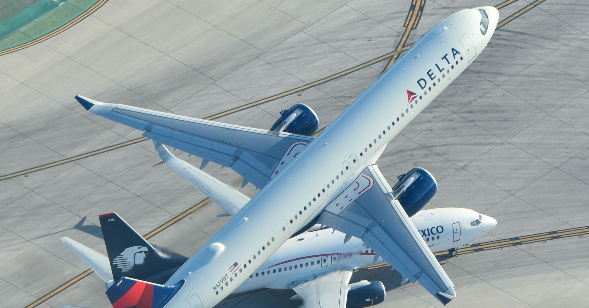 Delta widebody aircraft on airport apron