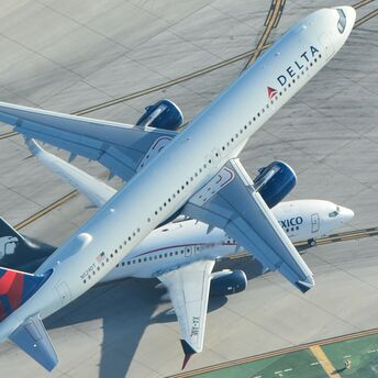 Delta widebody aircraft on airport apron