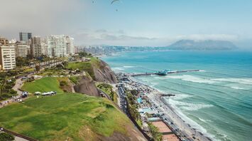 Miraflores coastline with cliffs, parks and Pacific Ocean views in Lima