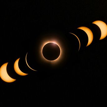 Sequence of total solar eclipse phases in dark sky