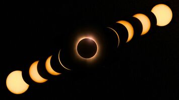 Sequence of total solar eclipse phases in dark sky