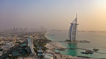 Burj Al Arab with Dubai coastline skyline