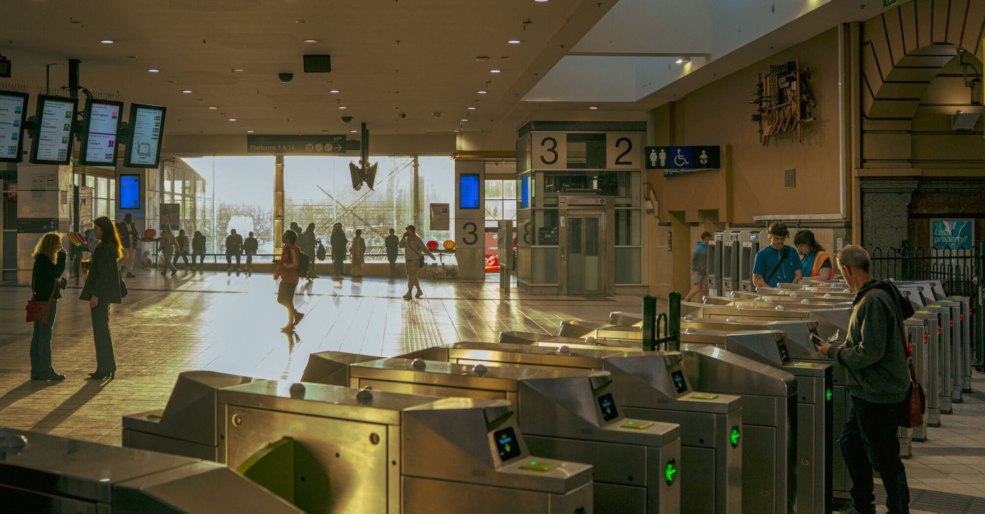 Airport terminal with automated entry gates