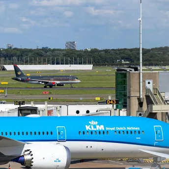KLM aircraft parked at Amsterdam Schiphol Airport