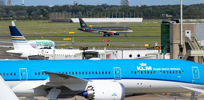 KLM aircraft parked at Amsterdam Schiphol Airport