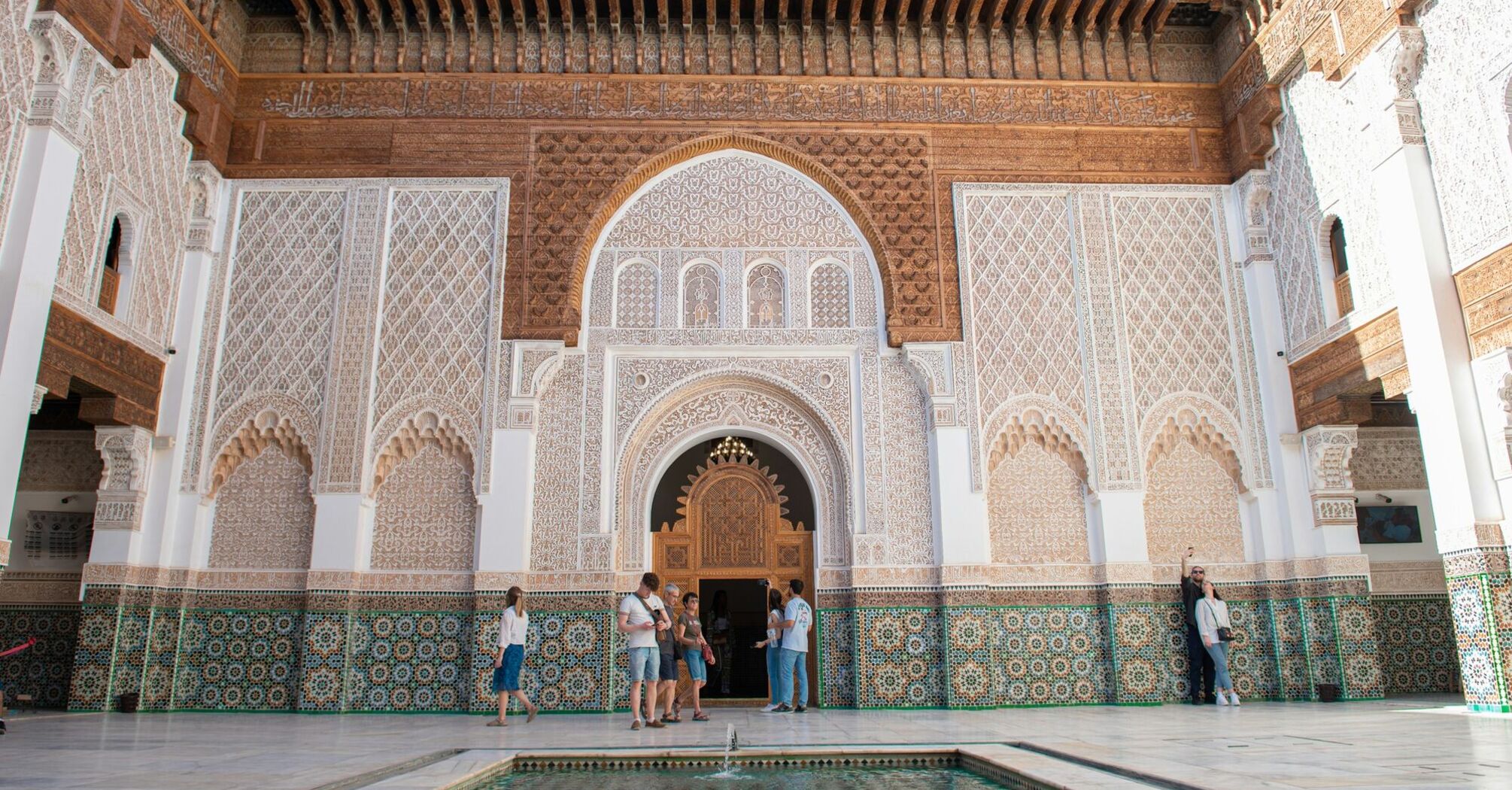 Traditional Moroccan architecture in Marrakech courtyard