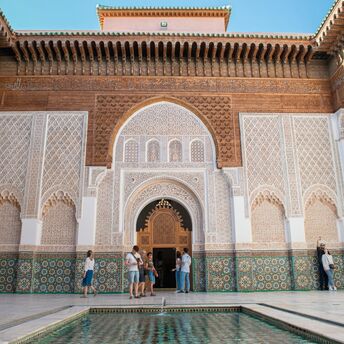 Traditional Moroccan architecture in Marrakech courtyard