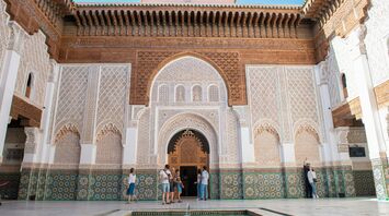 Traditional Moroccan architecture in Marrakech courtyard