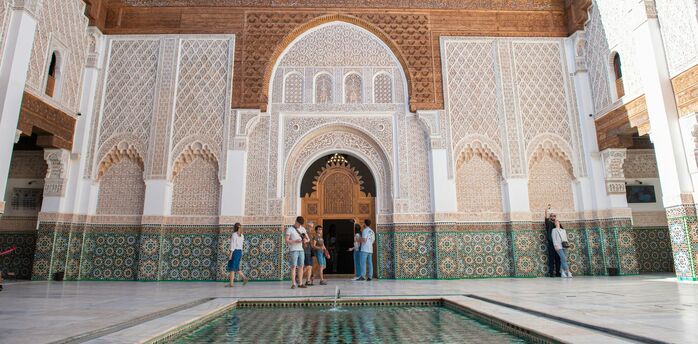 Traditional Moroccan architecture in Marrakech courtyard