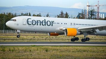 Condor aircraft taking off from runway