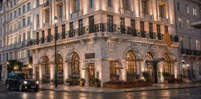Exterior view of historic building on corner of Piccadilly and Albemarle Street in London