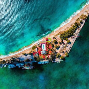 Aerial view of Santo Domingo coastline and port