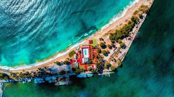 Aerial view of Santo Domingo coastline and port