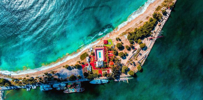 Aerial view of Santo Domingo coastline and port