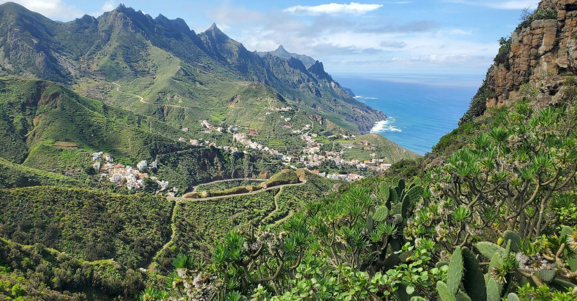 Mountain landscape with village on Tenerife island