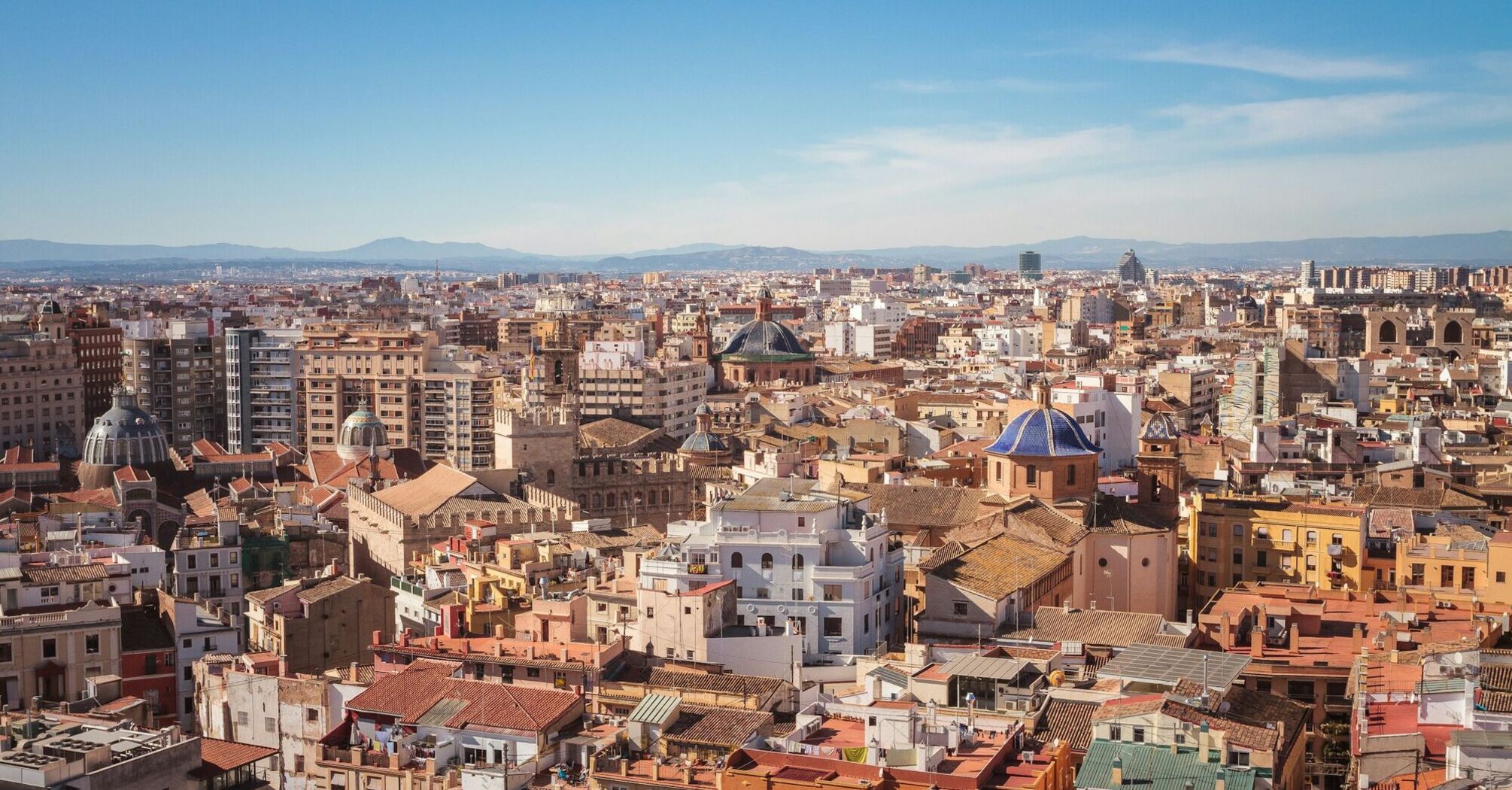 Valencia historic city skyline with dense residential buildings