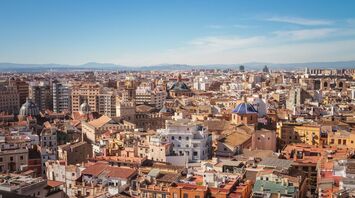 Valencia historic city skyline with dense residential buildings