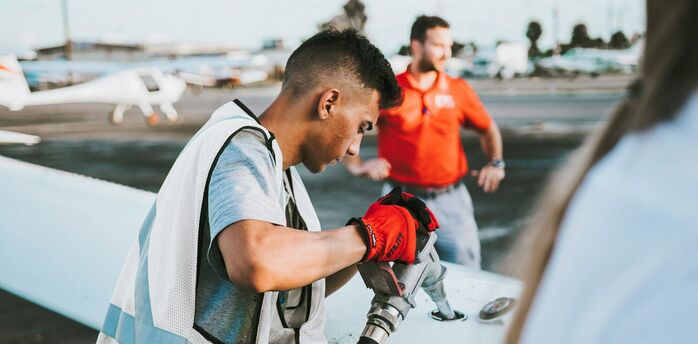 Aircraft refuelling on airport apron before departure