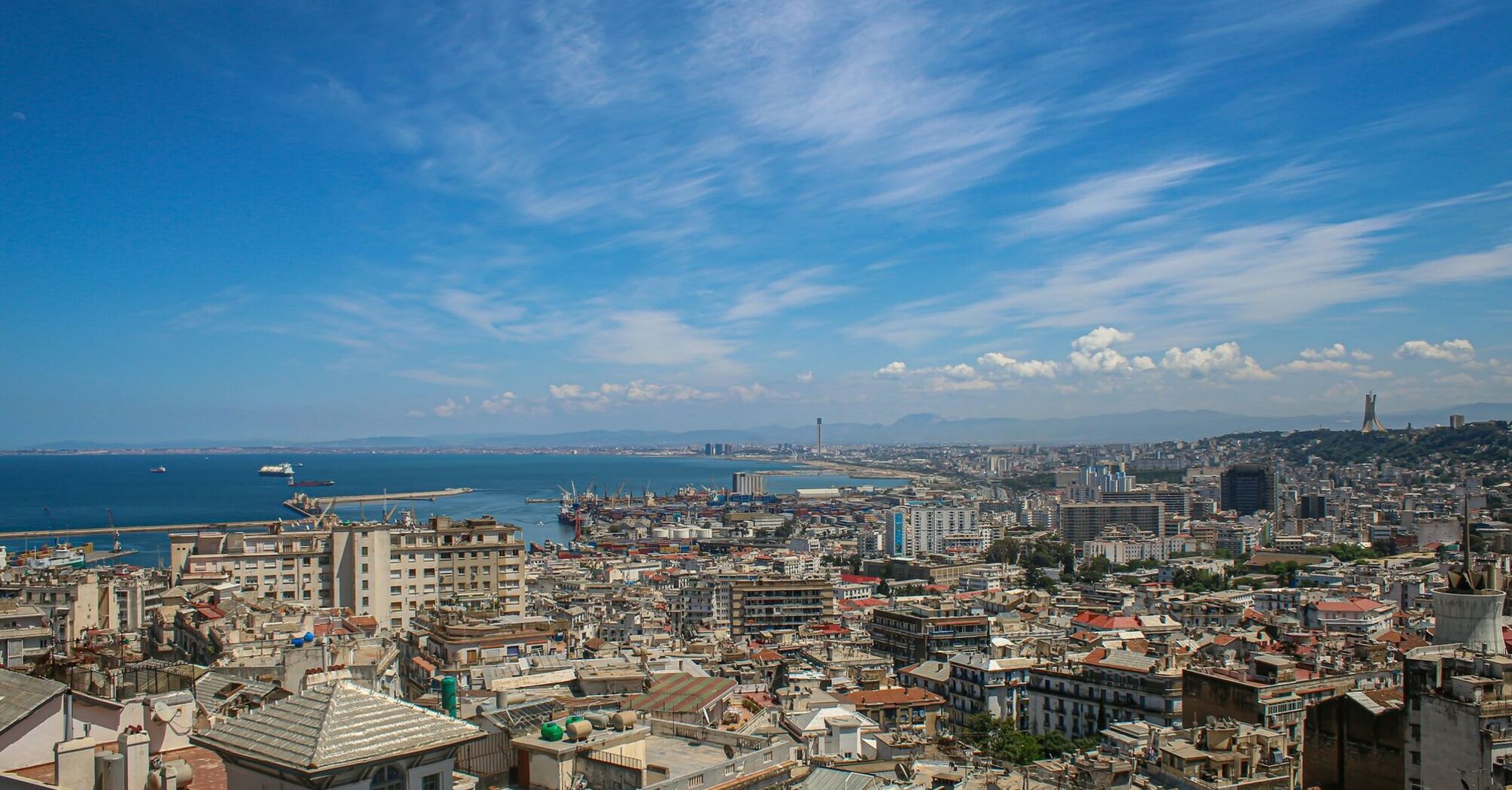 Algiers coastline with port and city skyline