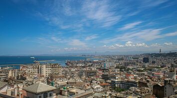 Algiers coastline with port and city skyline