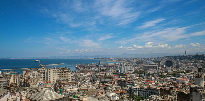 Algiers coastline with port and city skyline